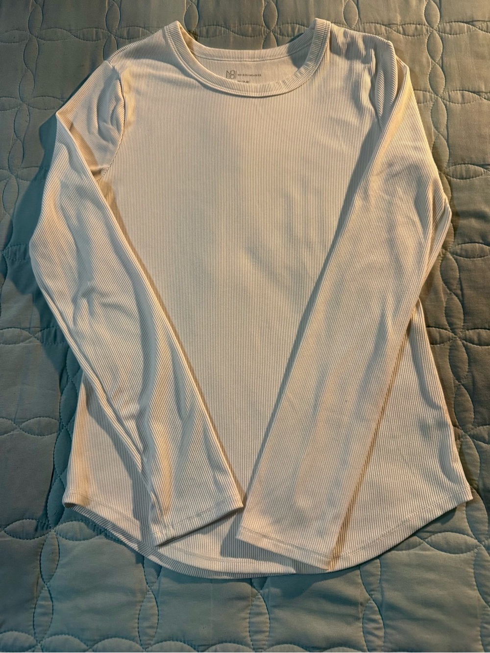 No Boundaries Cream Ribbed Long-Sleeve Crewneck